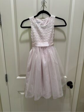 Girls Light Pink Lace Bodice Tulle Party Dress